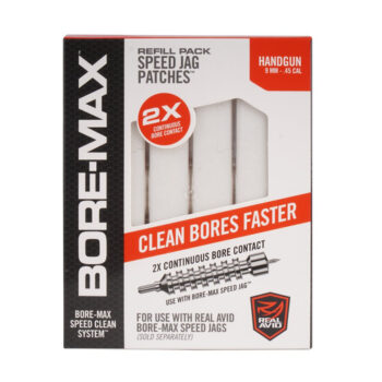 Real Avid - Zestaw przecieraków do broni Bore-Max Speed Jag Patches - 9 mm-.45 - 250 szt. - AVBMPATCH4L