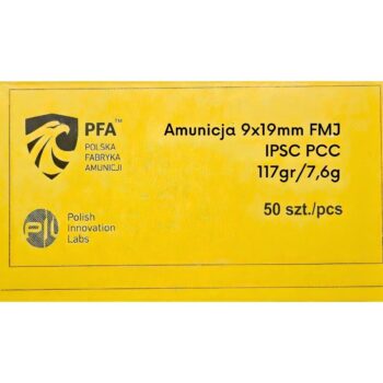 Amunicja-9x19mm-TFMJ-117gr/7,6g (IPSC PCC) - nowa - UN0012 - ADR 1.4S - PFA - Polish Innovation Labs